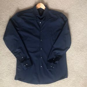 Boss by Hugo Boss slim fit navy blue button down dress shirt (neck size 17)